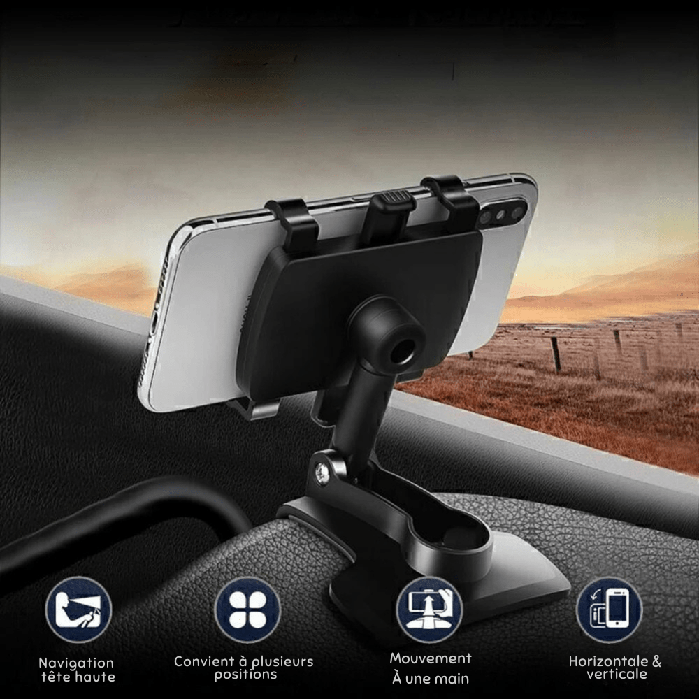 MG® - Support téléphone voiture clip universel 360° Noir