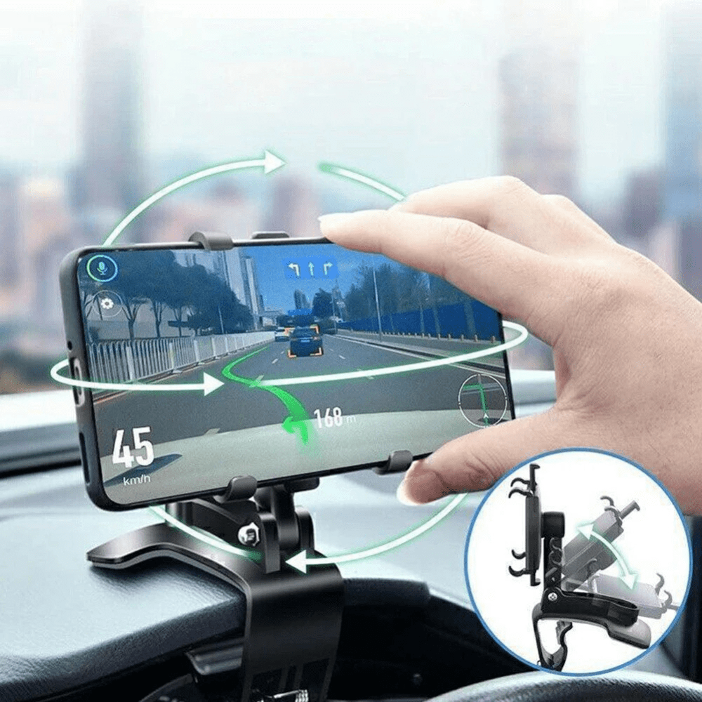 MG® - Support téléphone voiture clip universel 360° Noir