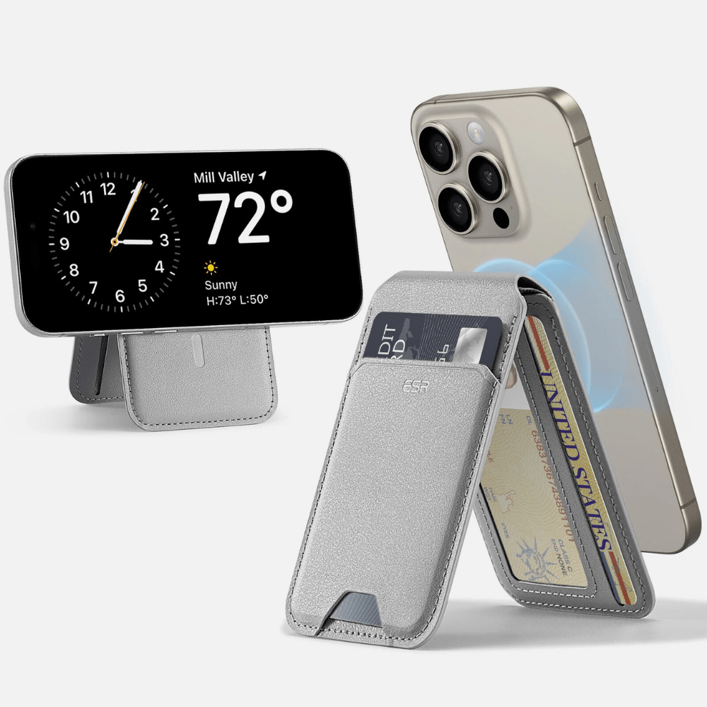 MobiGrip® - Porte-cartes avec support téléphone intégré Gris