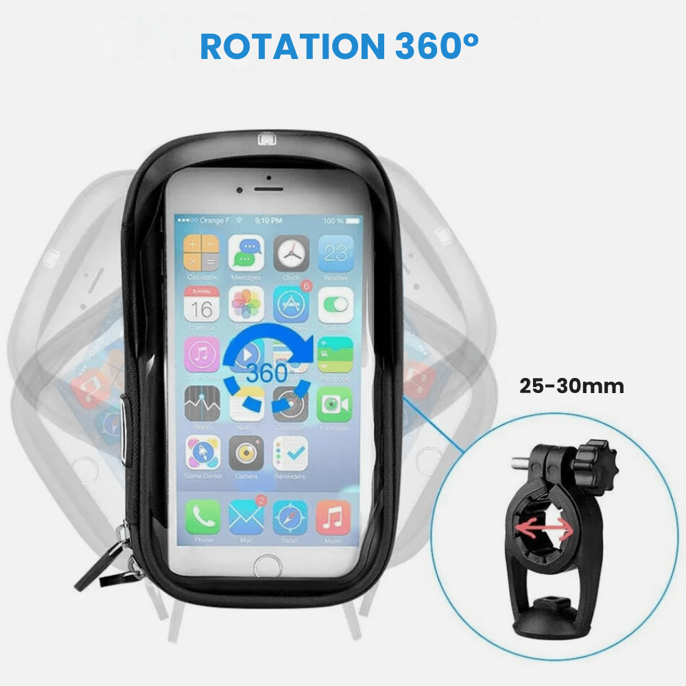 MobiGrip ® - Porte téléphone vélo pour guidon étanche Noir