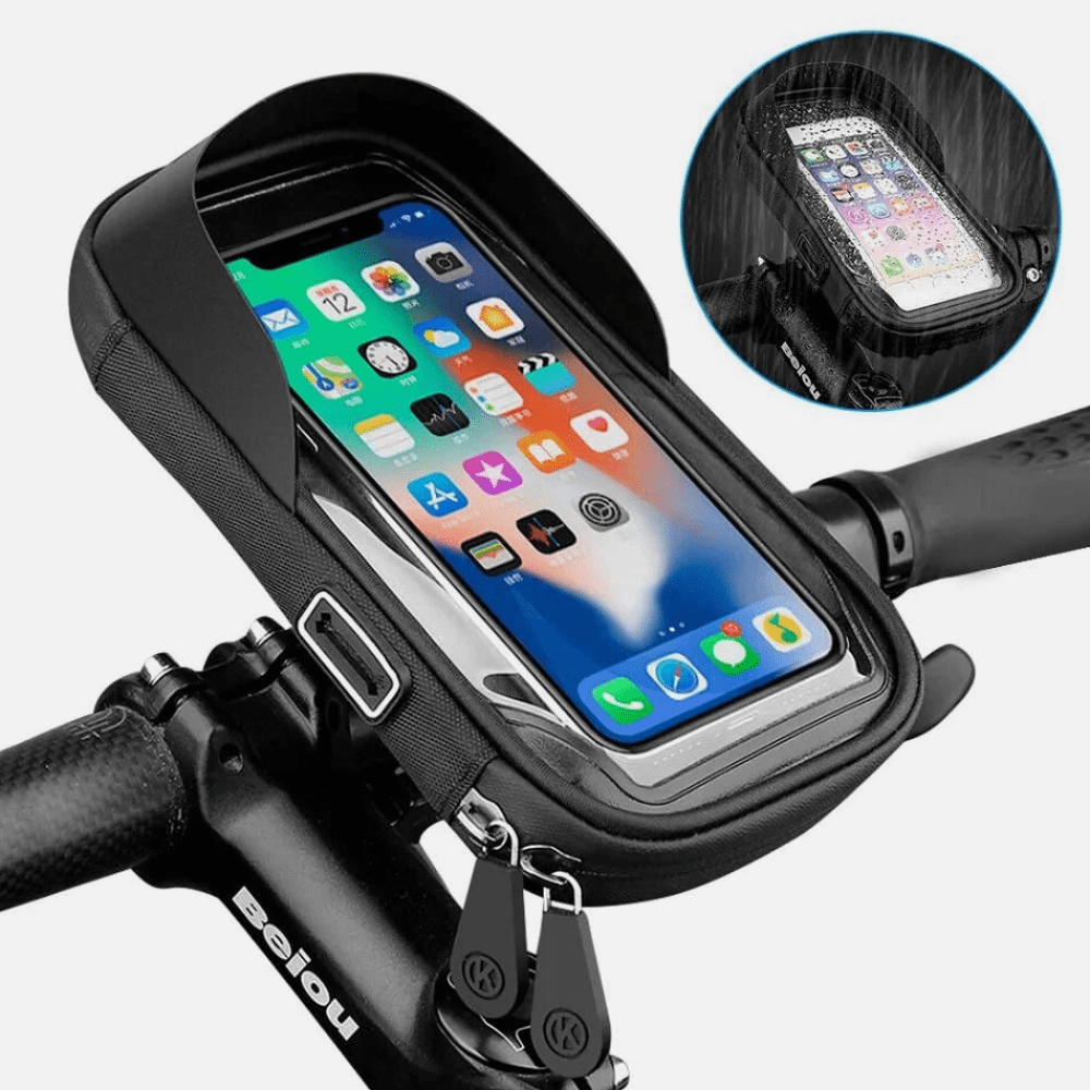 MobiGrip ® - Porte téléphone vélo pour guidon étanche Noir