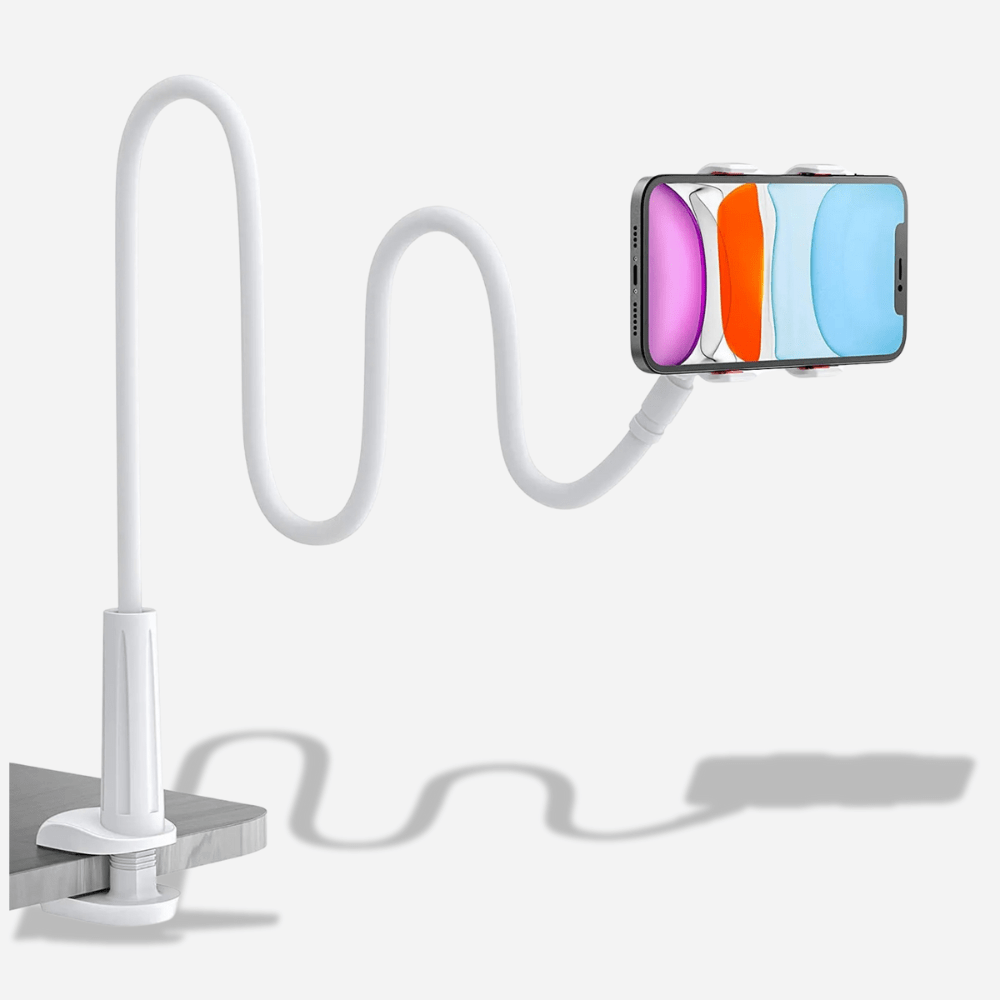 MobiGrip® - Support téléphone bureau à bras long flexible Blanc