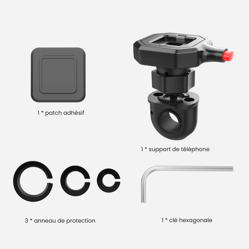 MobiGrip ® - Support téléphone moto rétroviseur à montage simplifié black