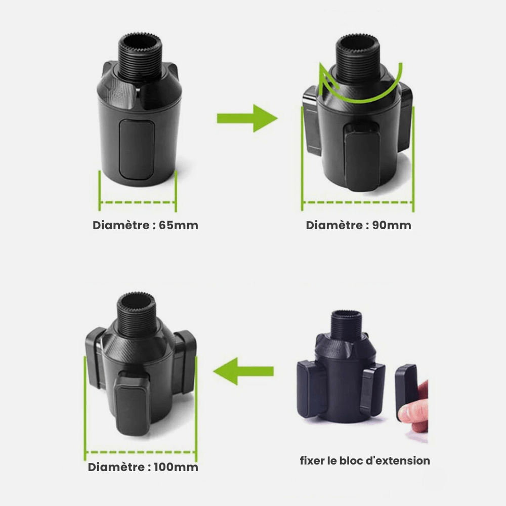 MobiGrip® - Support téléphone porte gobelet avec emplacements boisson Noir