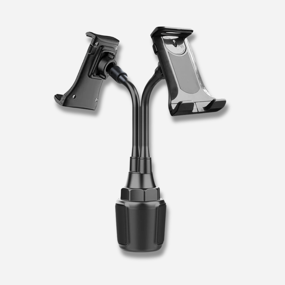 MobiGrip® - Support téléphone porte gobelet duo à bras flexible Noir