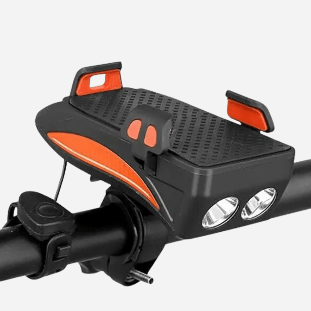 MobiGrip ® - Support téléphone vélo avec lampe intégrée Orange