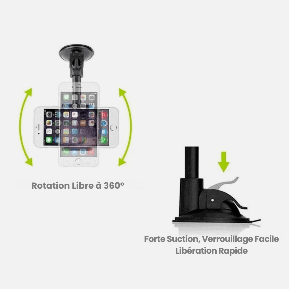 MobiGrip® - Support téléphone voiture pare-brise magnétique Noir