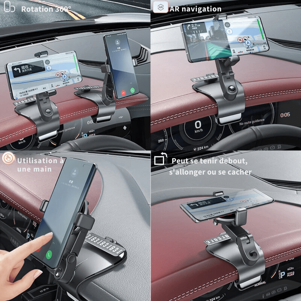 MobiGrip® - Support téléphone voiture tableau de bord design Noir