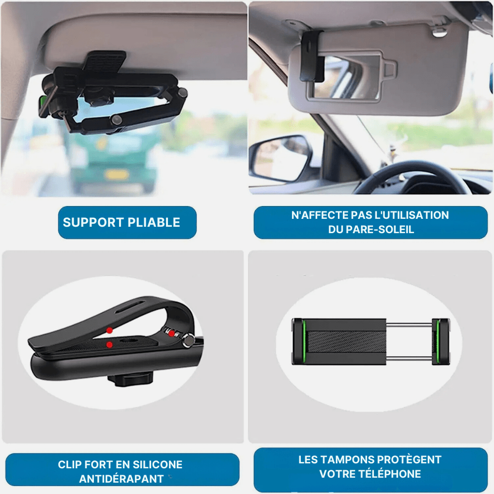 Support téléphone voiture pare-soleil - MobiGrip SunClip