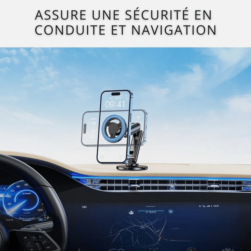 Support téléphone voiture magnétique | MobiGrip 360°