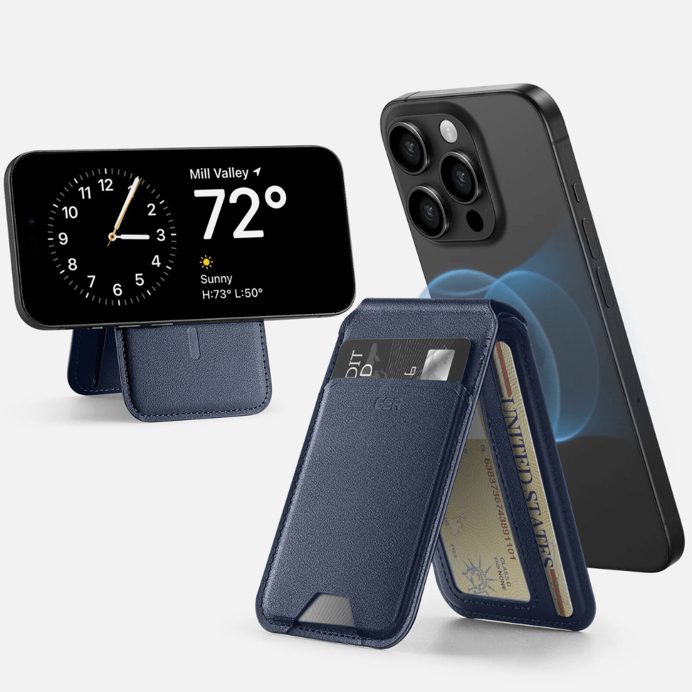 MobiGrip® - Porte-cartes avec support téléphone intégré Bleu