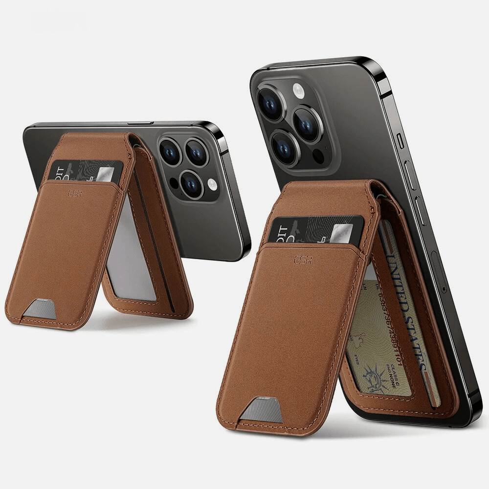 MobiGrip® - Porte-cartes avec support téléphone intégré Marron