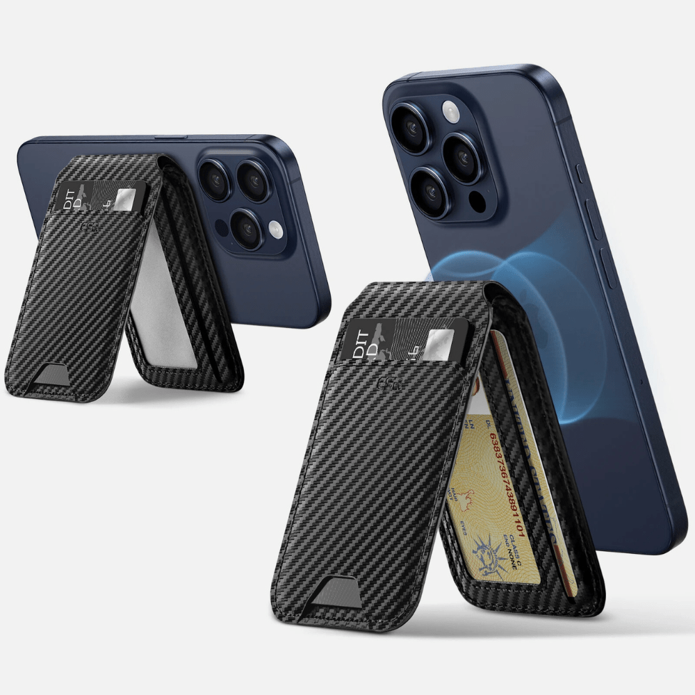 MobiGrip® - Porte-cartes avec support téléphone intégré Noir carbon