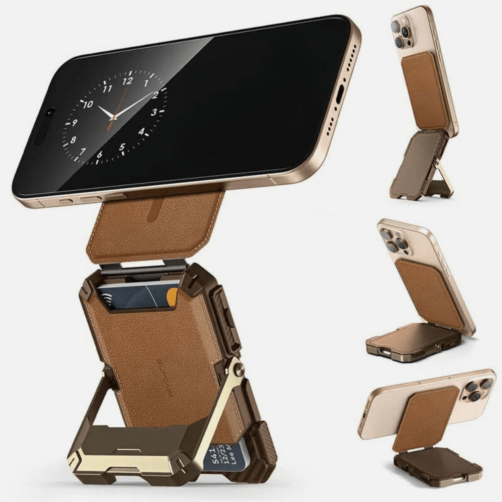 MobiGrip® - Porte-cartes premium avec support intégré Marron