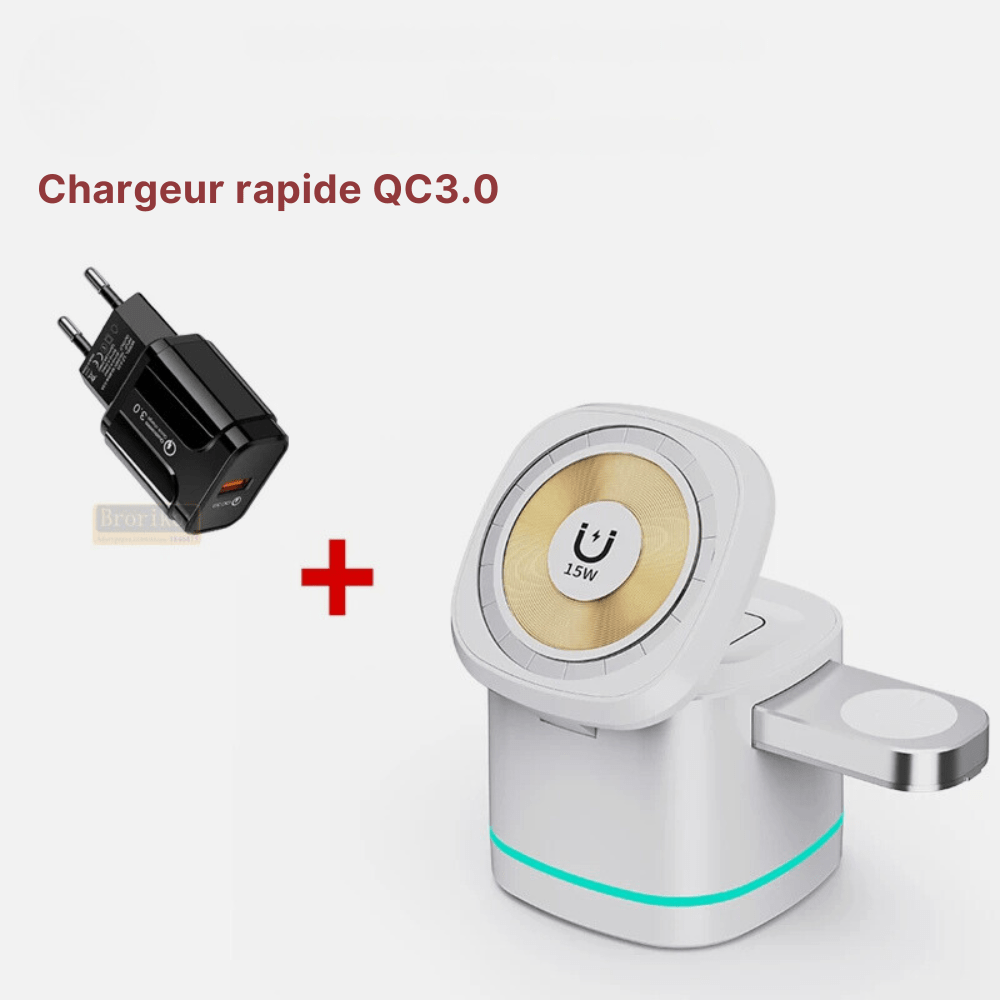 MobiGrip ® - Station de charge magnétique pour Iphone Blanc avec chargeur rapide