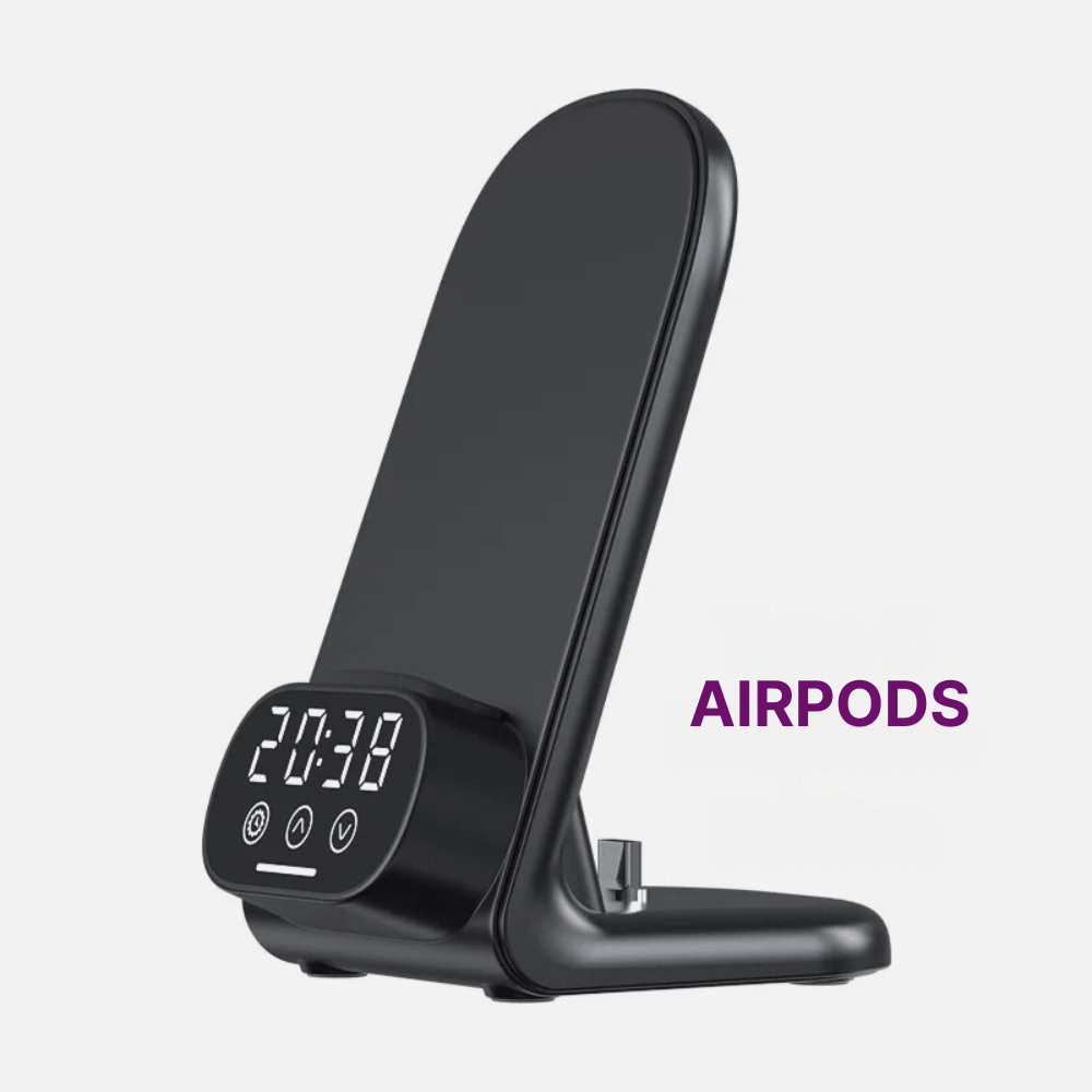 MobiGrip ® - Support de téléphone bureau avec horloge intégrée Airpods