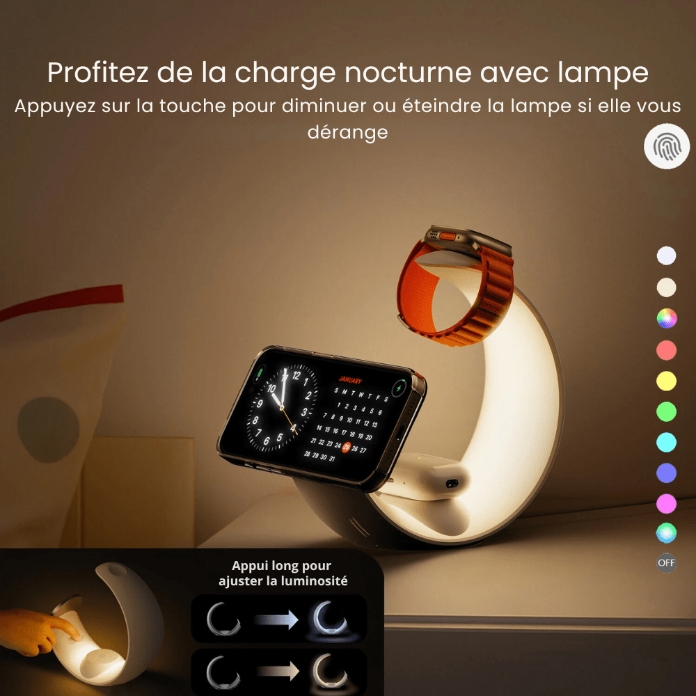 MobiGrip ® - Support de téléphone lit design avec LED Blanc