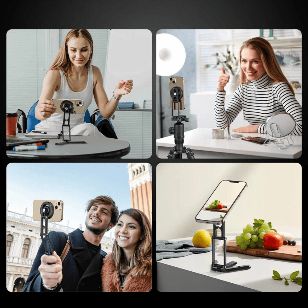 MobiGrip® - Support téléphone bureau magnétique avec trépied Noir