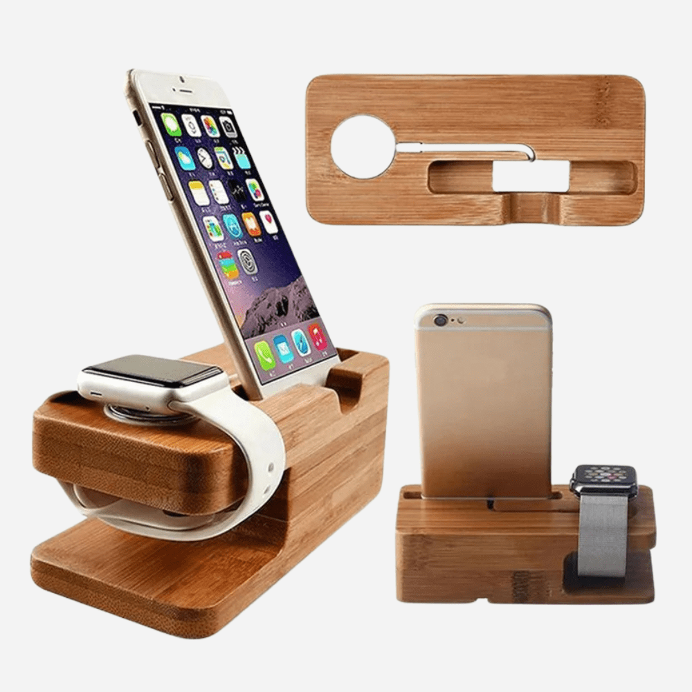 MobiGrip ® - Support téléphone bureau universel en bois Bois de bambou