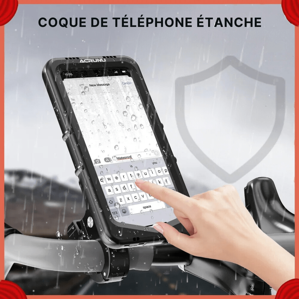 MobiGrip ® - Support téléphone étanche pour moto et vélo Noir