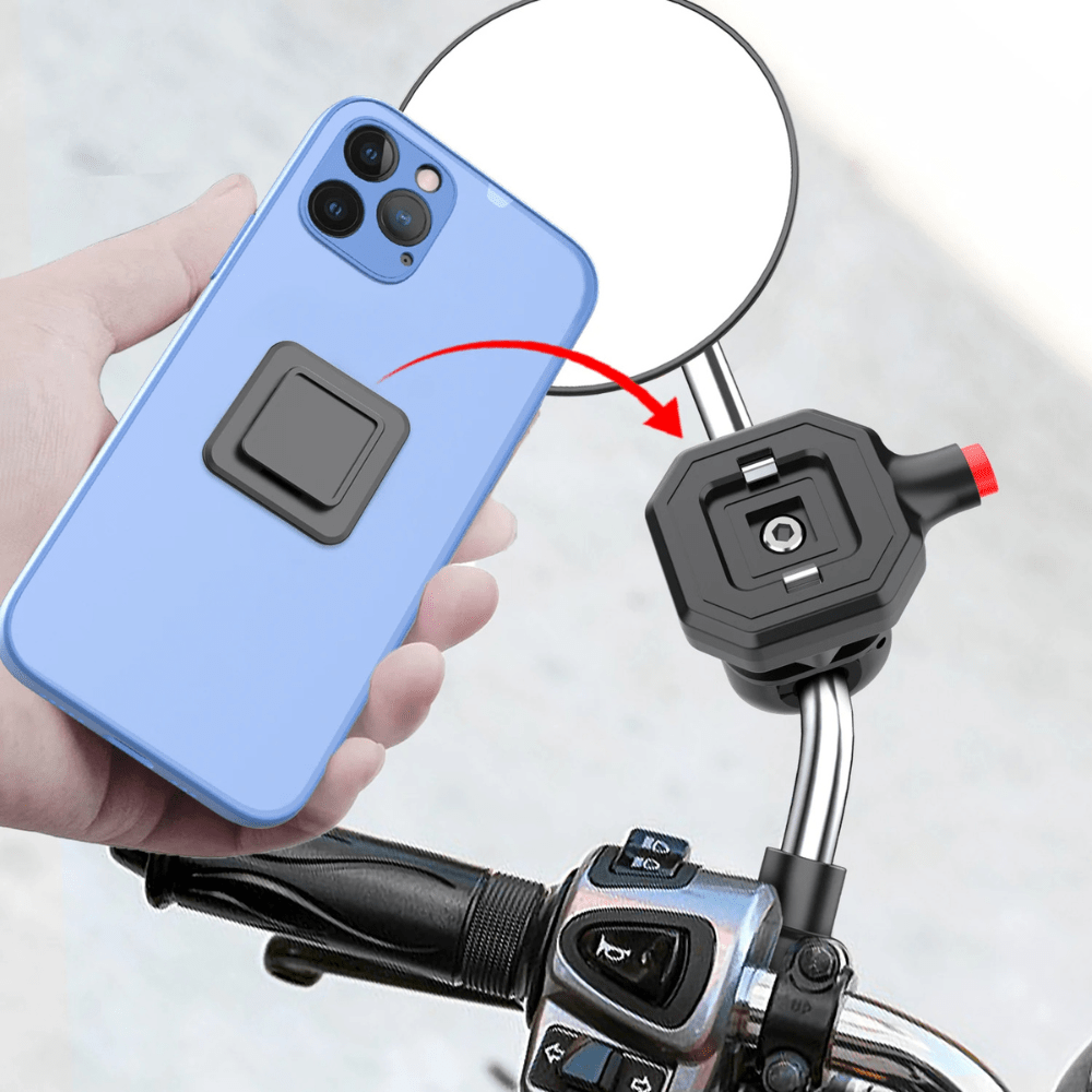 MobiGrip ® - Support téléphone moto rétroviseur à montage simplifié black