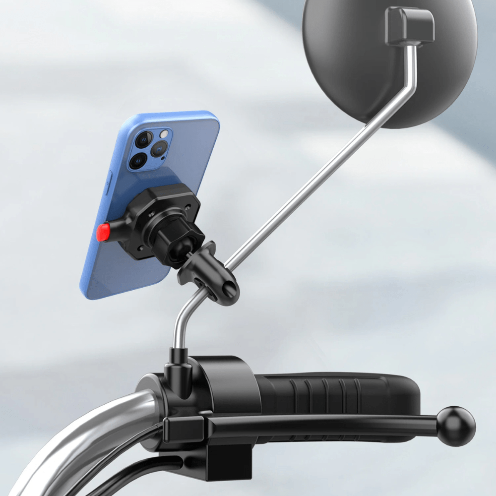 MobiGrip ® - Support téléphone moto rétroviseur à montage simplifié black