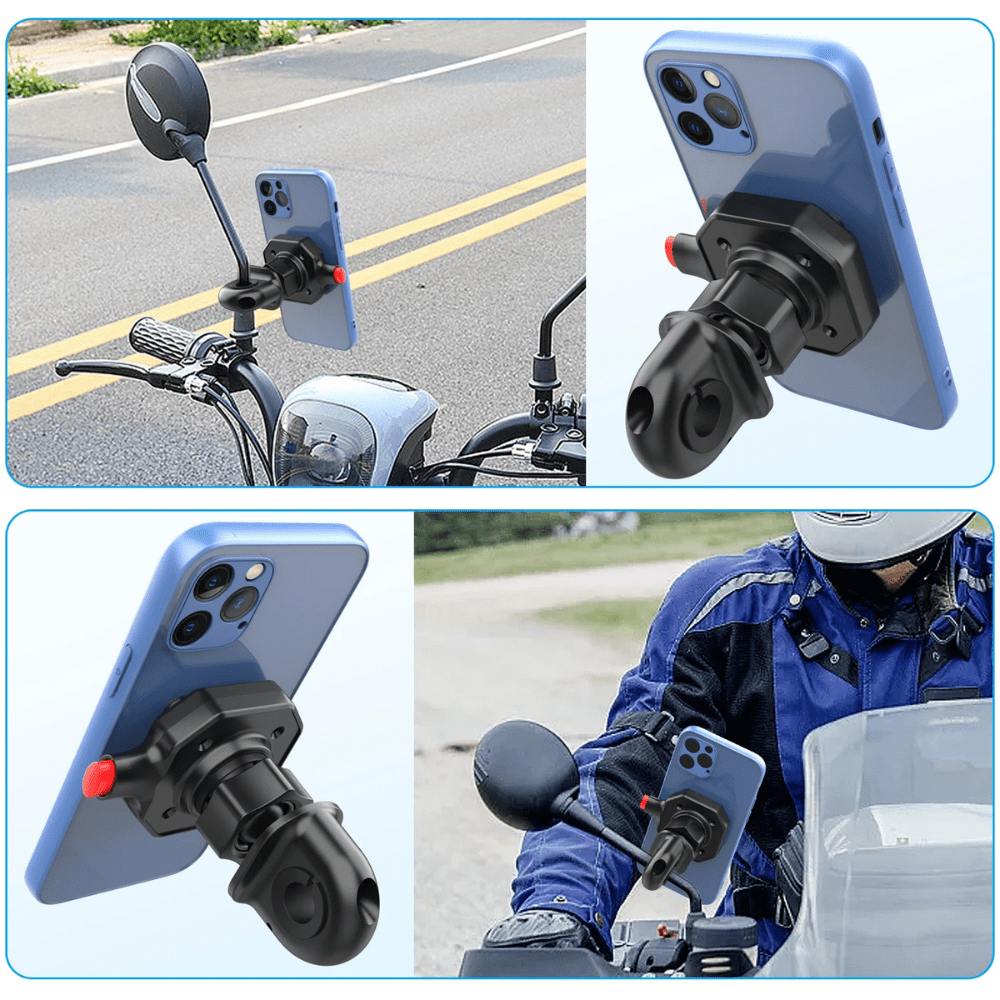 MobiGrip ® - Support téléphone moto rétroviseur à montage simplifié black