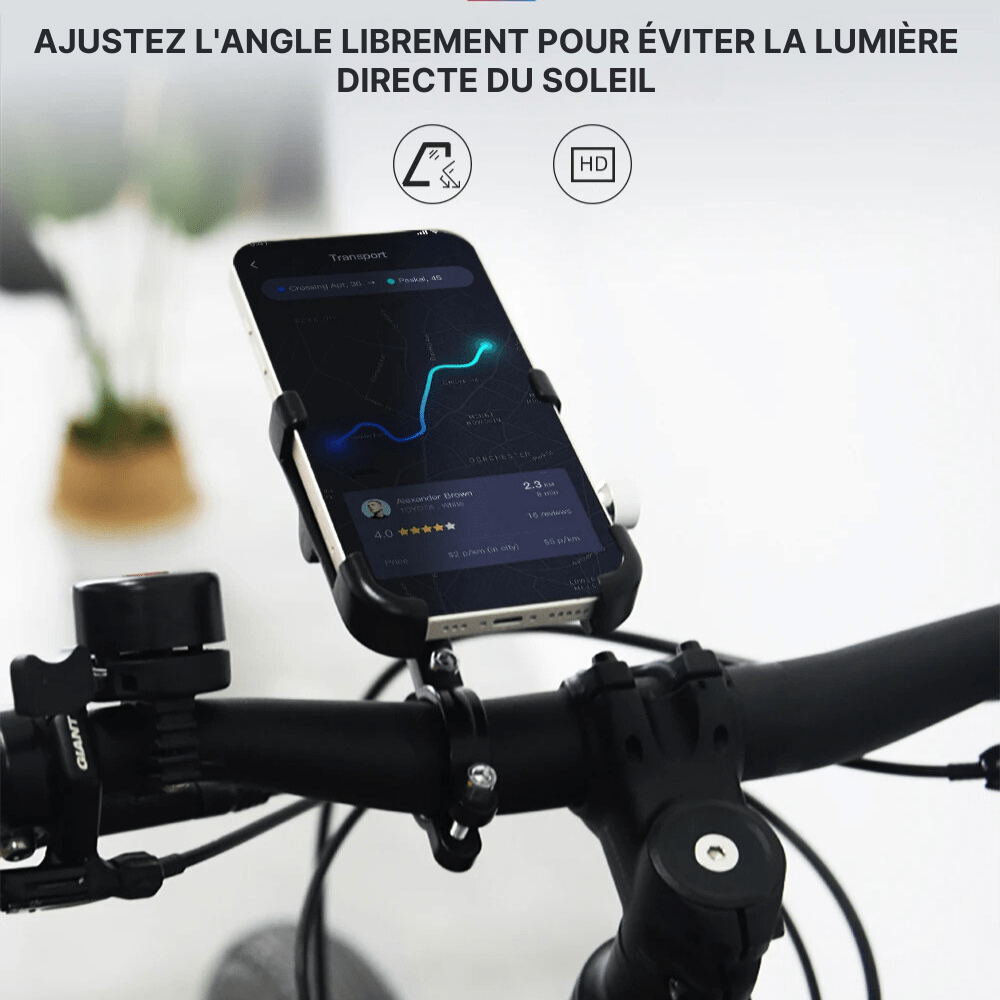 MobiGrip ® - Support téléphone vélo en aluminium Noir