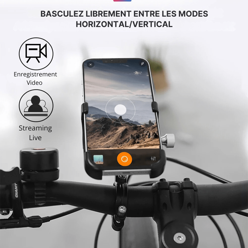 MobiGrip ® - Support téléphone vélo en aluminium Noir