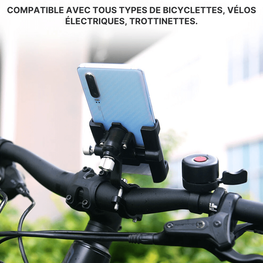 MobiGrip ® - Support téléphone vélo en aluminium Noir