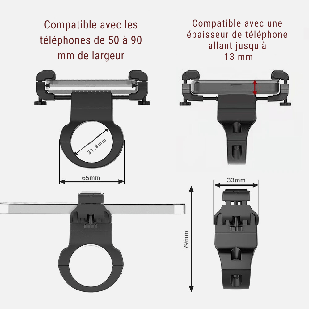 MobiGrip ® - Support téléphone vélo VTT | Uppel Noir