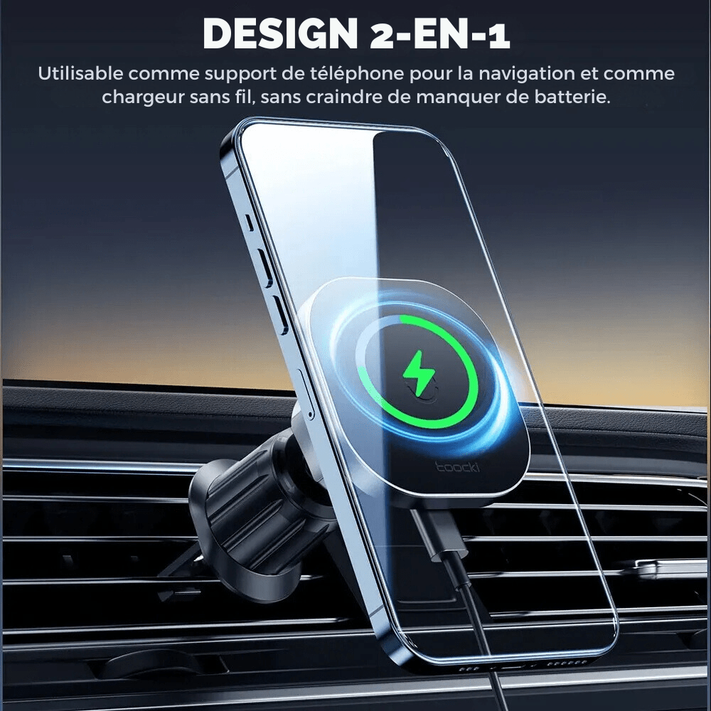 MobiGrip ® - Support téléphone voiture magnétique induction Argent