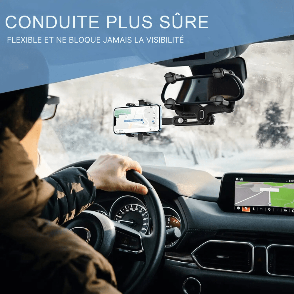 MobiGrip ® - Support téléphone voiture rétroviseur Noir