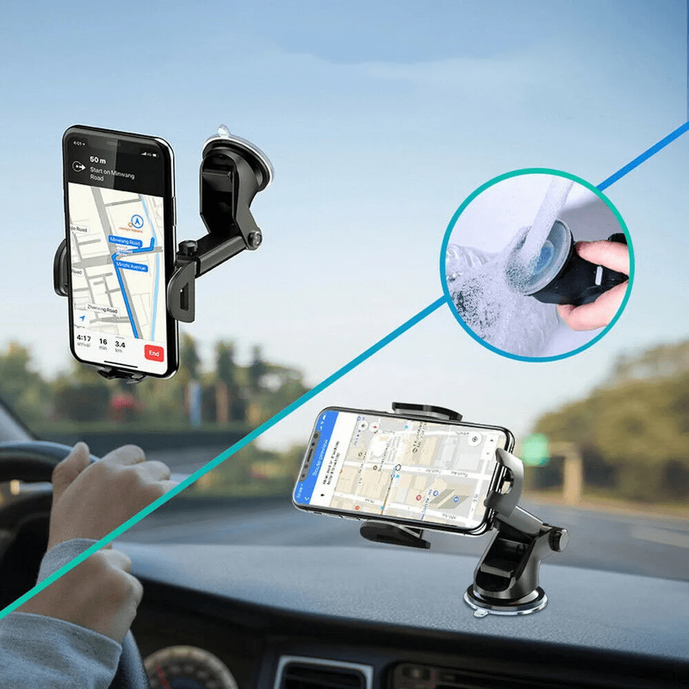 Support Téléphone Ventouse Silicone - 2 Pièces Noir & Rose - 16 Ventouses, Rotation 360° - Pour Voiture, Salle De Bain, Cuisine, Gym