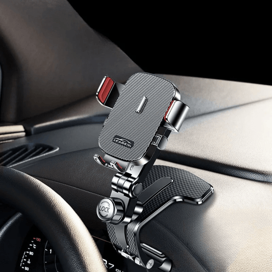 Support téléphone voiture tableau de bord double articulation Noir